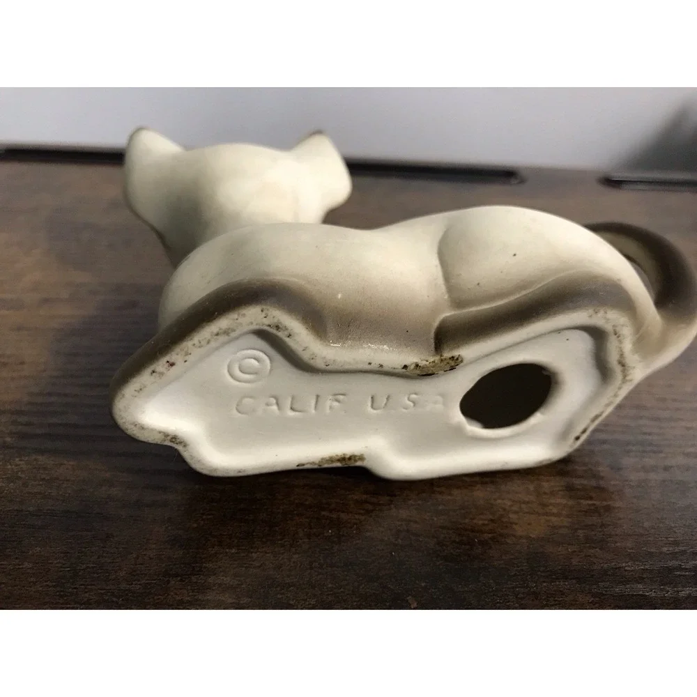Siamese Ceramic Cat‎ Figurine With Beautiful Jeweled Amber Eyes Vintage